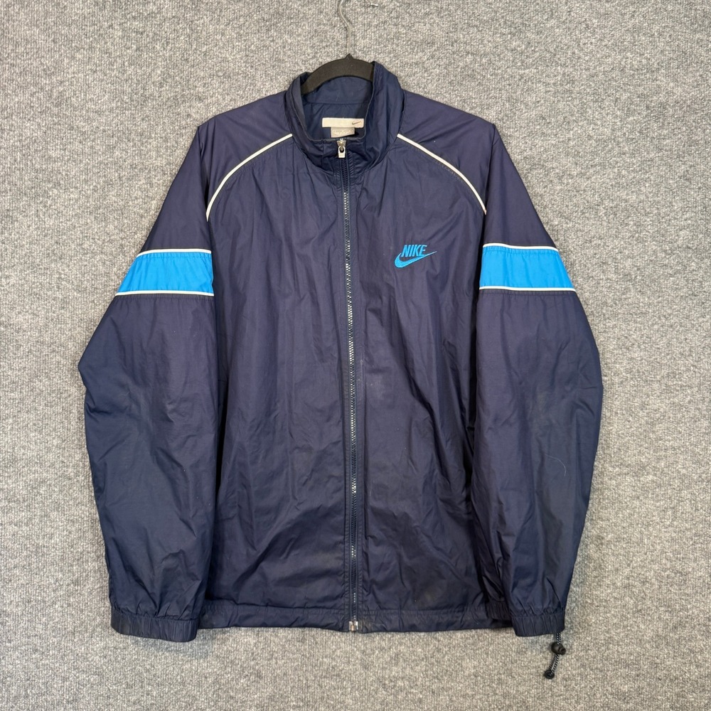 Vintage Nike Windbreaker Jacket Mens Large Blue Mesh Lined‎ Full Zip Swoosh Y2K